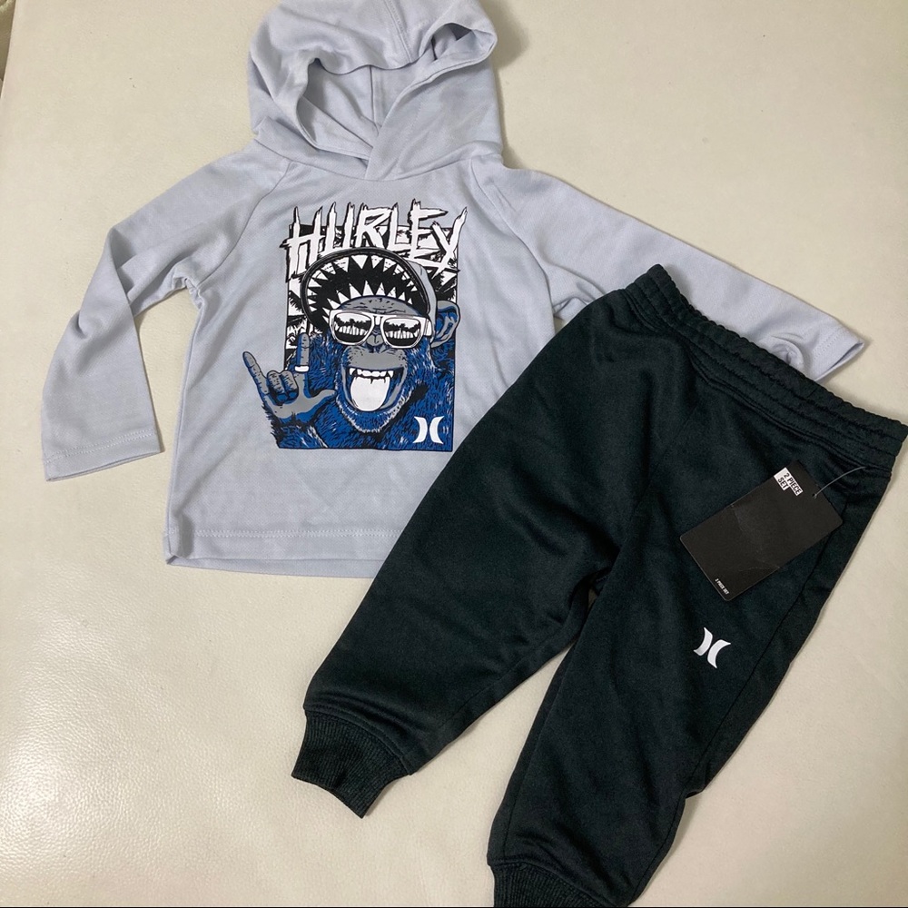 HURLEY grey long sleeve HOODIE top pants active outfit 4024